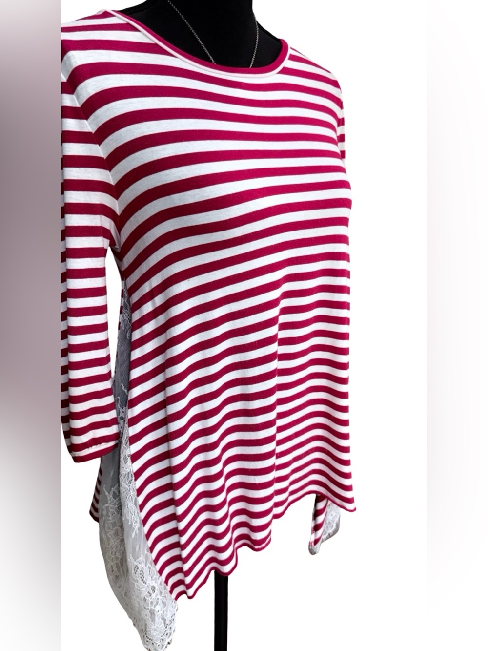 Natasha Zinko London Striped Lace Panel Tunic Top US 8 Made in UK